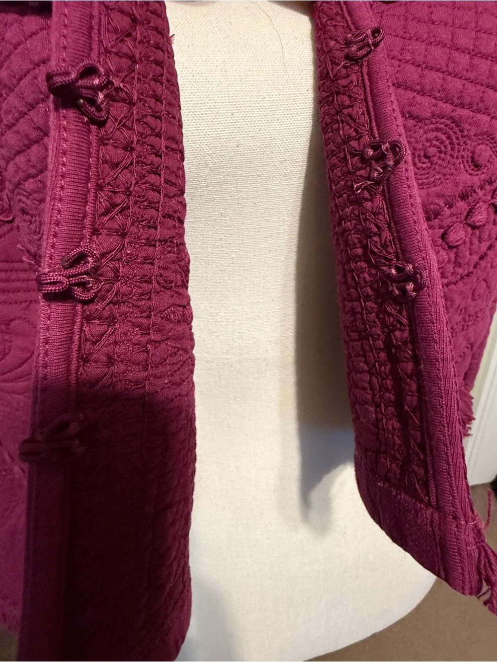 Soft Surroundings Plum Open-Front Textured Knit Cardigan